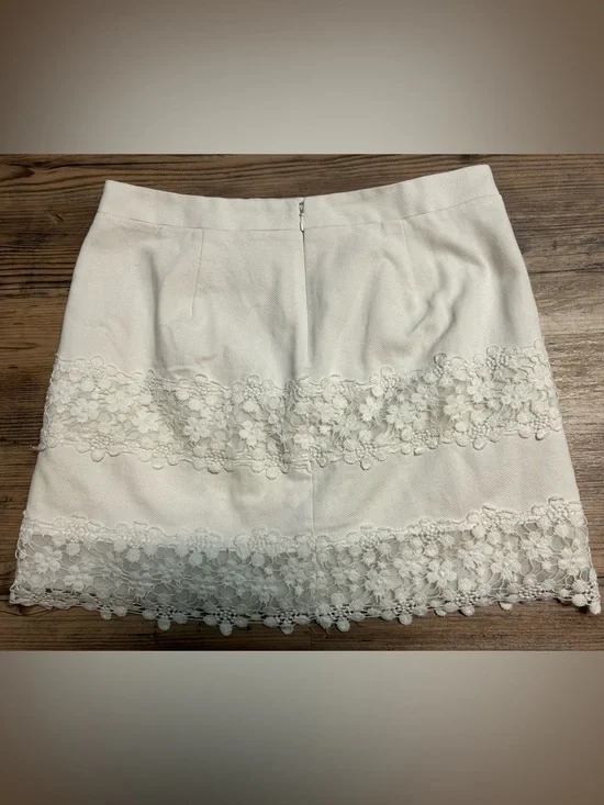 J. Crew Crisp White Ribbon Lace-Trim Cotton Skirt size 6 - Picture 4 of 6